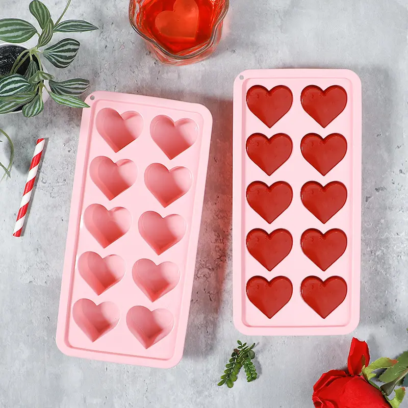 Ice Cube Mold with Lids Heart Shaped Silicone Chocolate Mold Multifunctional DIY Pudding Candy Mold Whiskey Kitchen Accessaries