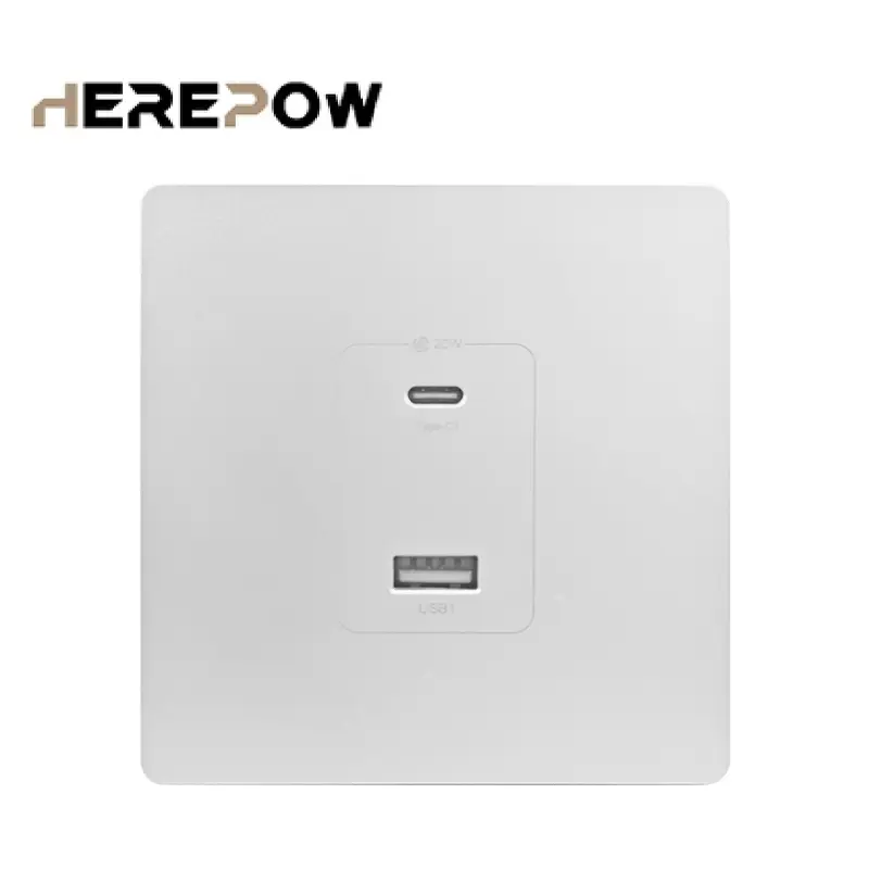 Herepow Wall Power Socket With Dual USB Typec Four Port Fast Charging Interface 20W 3A 220V Smart Home Appliance Plug Adapter
