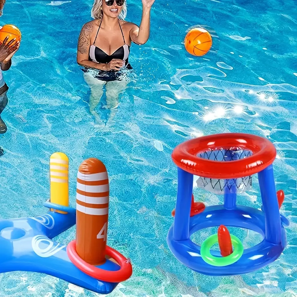 Convenient-to-use inflatable basketball hoop set for pool parties – durable PVC material