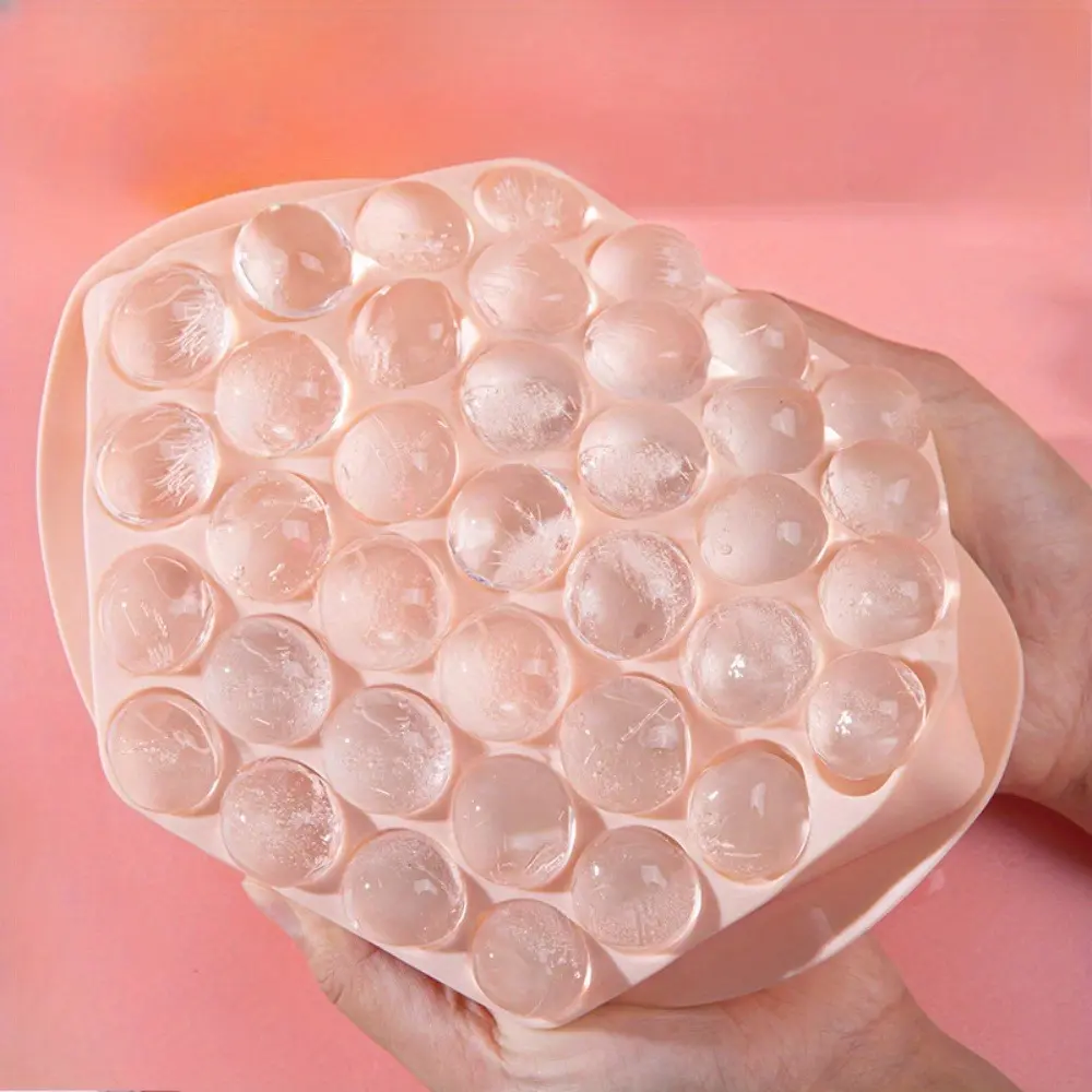 4pcs 37-Grid Round Ice Cube with Lid,Ice Molds for Beverages,Non-Stick,Quick Release,Durable & Easy Clean,for Chilled Drinks