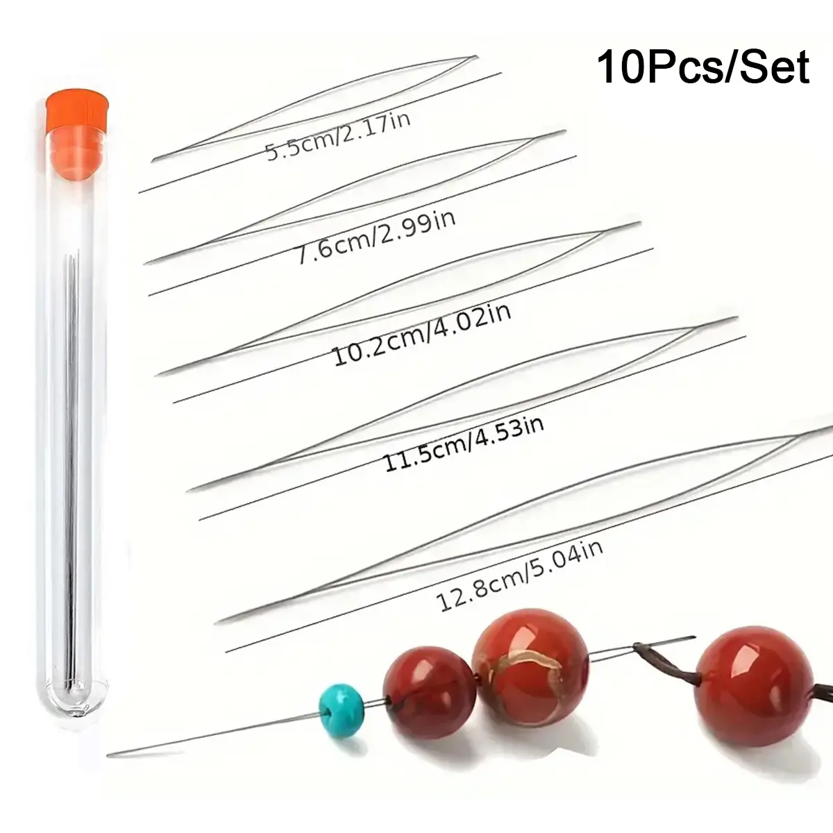 A Box Of 10 Open Needles Two Of Each Of Five Sizes Open Needles + Beading Needles DIY Handmade Beading Tool Jewelry Accessories