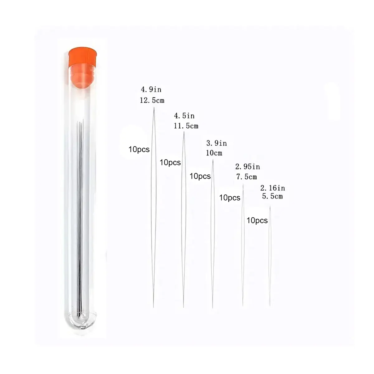 A Box Of 10 Open Needles Two Of Each Of Five Sizes Open Needles + Beading Needles DIY Handmade Beading Tool Jewelry Accessories