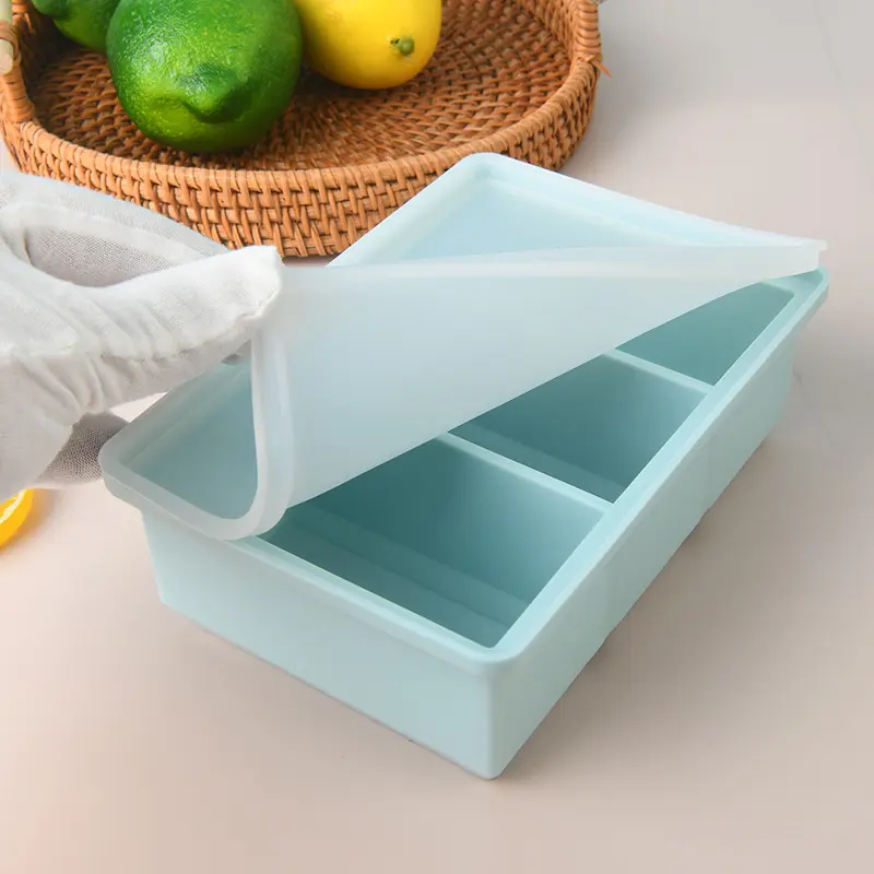 Giant Storage For Food Meal Sauce With Lid Silicone Freezer Trays Extra Large Soup Ice 3 Cubes Tray Food Freezing Molds