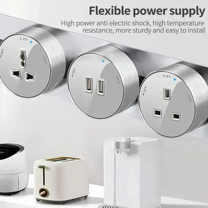 Embedded Movable Track Socket US/UK/EU/AU Standard 110V-220V Adapter Hidden Movable Guide Slide Rail Wall Highquality Socket