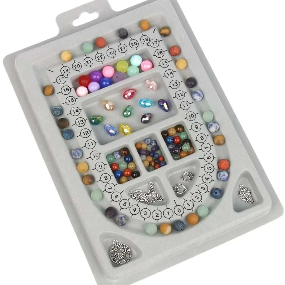Tray Necklace Beading Tray Resin Multi-functional Gray Flocked Bead Board DIY Necklace Tool Measuring Tool Jewelry Design Tool