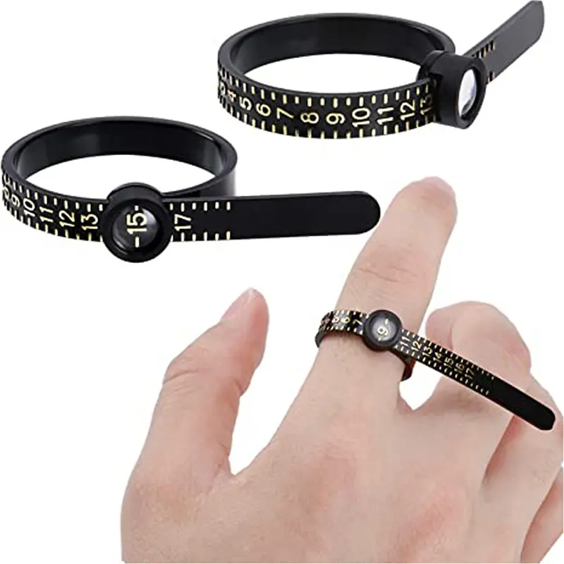 1PC Ring Sizer Measure With Magnifier Finger Gauge Genuine Tester Finger Coil Ring Sizing Tool UK/US/EU Size Measure Ring Sizer