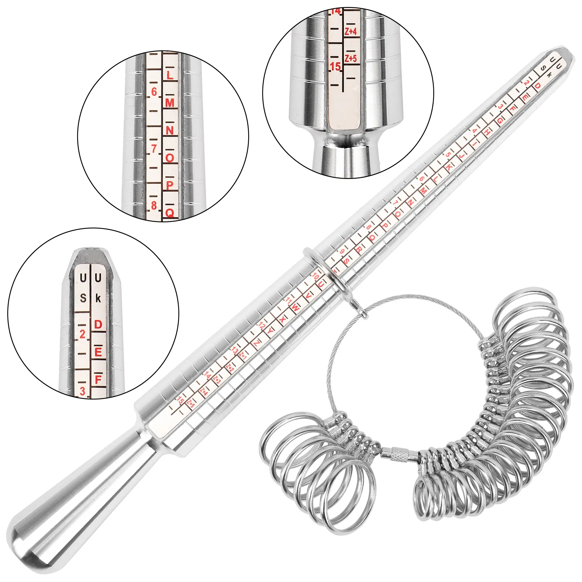 Ring Sizer Measuring Tool Kit, Ring Mandrel Measurer, 27 PCS Premium Steel Measuring Ring Tool, US Ring Size 0-13, 2 PCS Reusabl