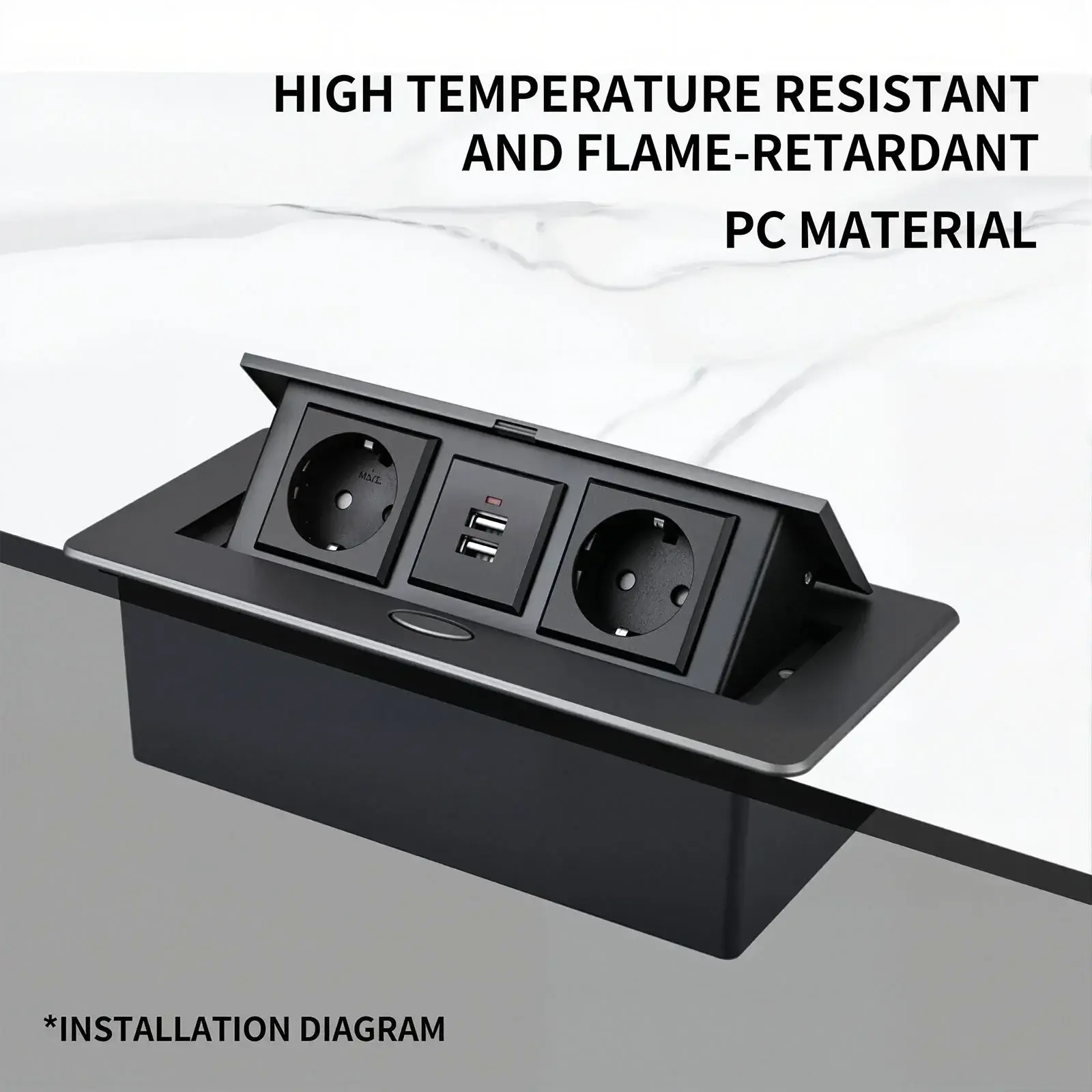 Multifunctional Embedded Pop-Up Socket Slow-Rising Aluminum Alloy Power Outlet for Office Meeting Room UN/EU/US/USB/HDMI/RJ45