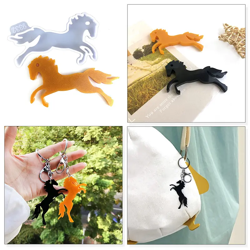 1 Piece Easy To Clean Keychain  Safe And Non Toxic Keyring Moluld Lovely Horse Mold  Silicone Casting Mould For DIY Lovers