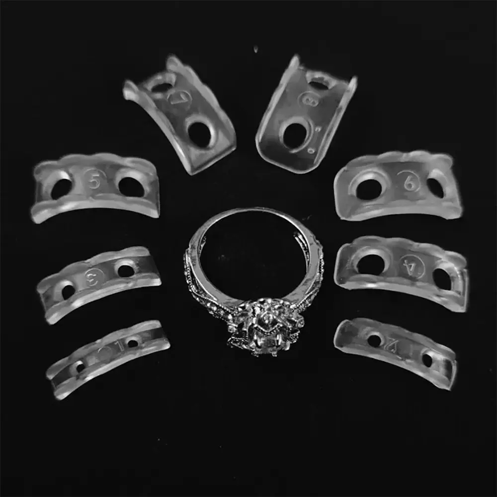 8Pcs Silicone Ring Size Cushion Ring Resizer Invisible Clear Ring Size Jewelry Guard Spacer Tool Fixed Tightener for Loose Rings
