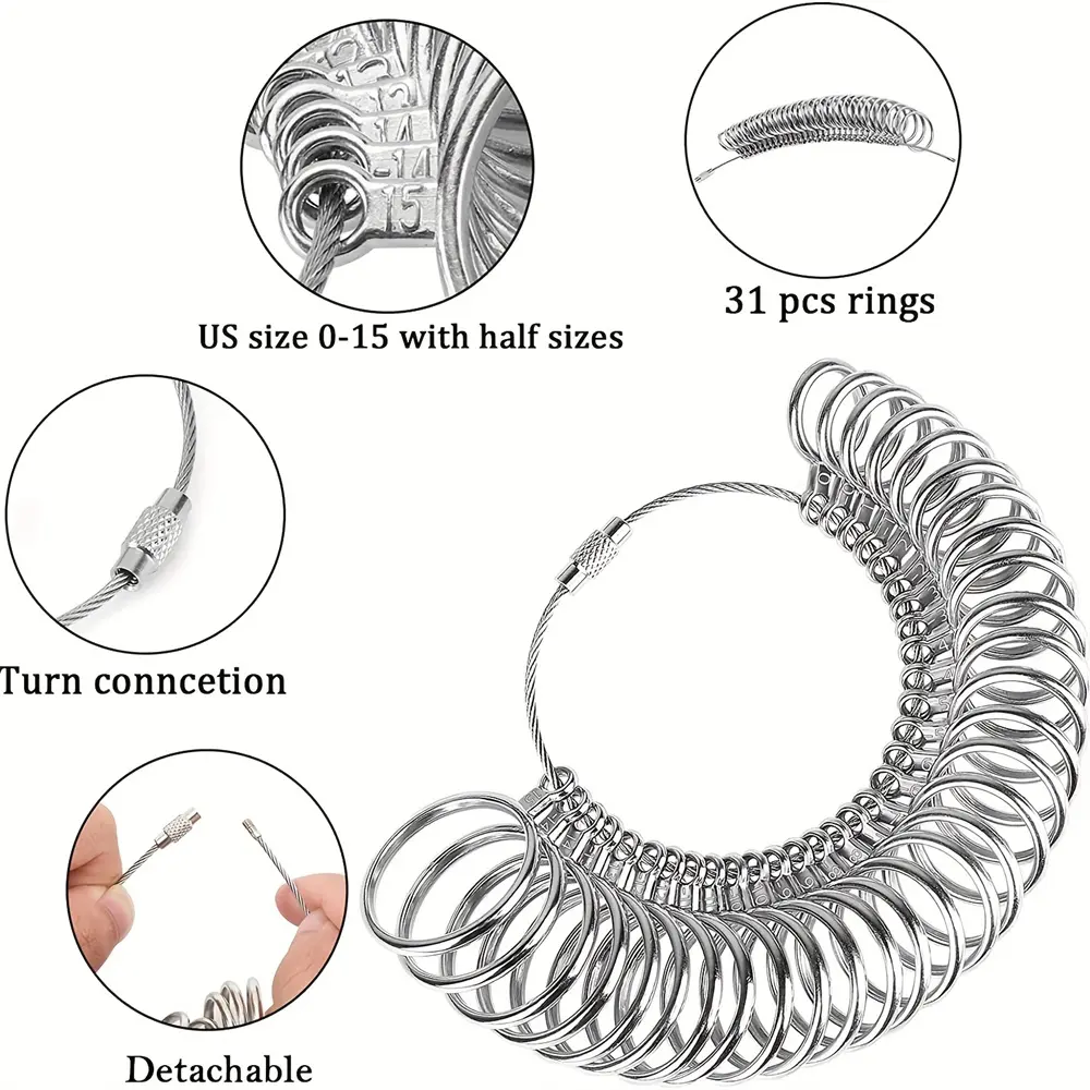 Professional Ring Sizer Measuring Gauge Mandrel Stick Finger Tool For Jewelry Making UK/US Size For DIY Tools Set