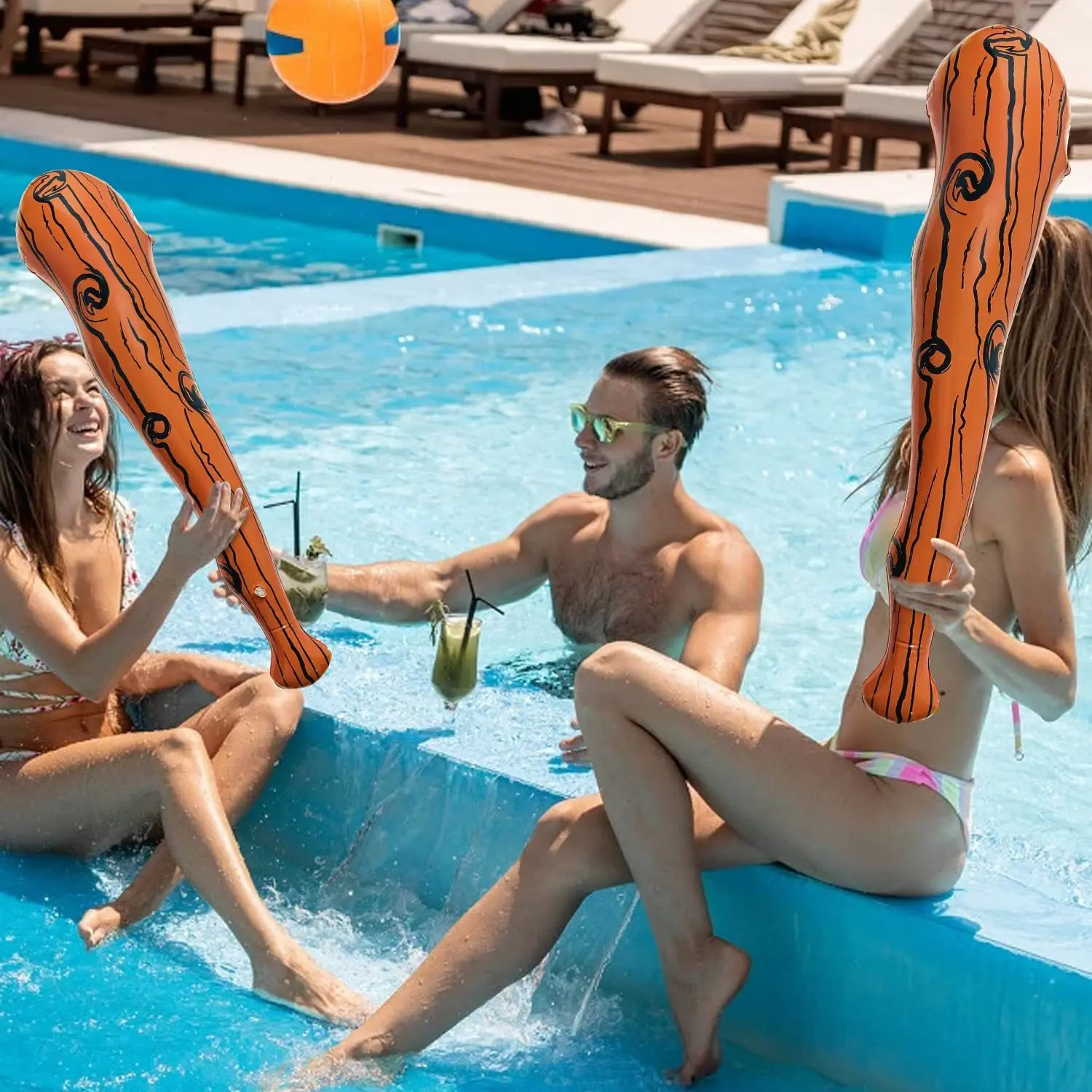 Simulated Wooden Inflatable Stick Thickened PVC Stage Performance Prop Inflatable Stick Wild Man Hammering Expelling Monster