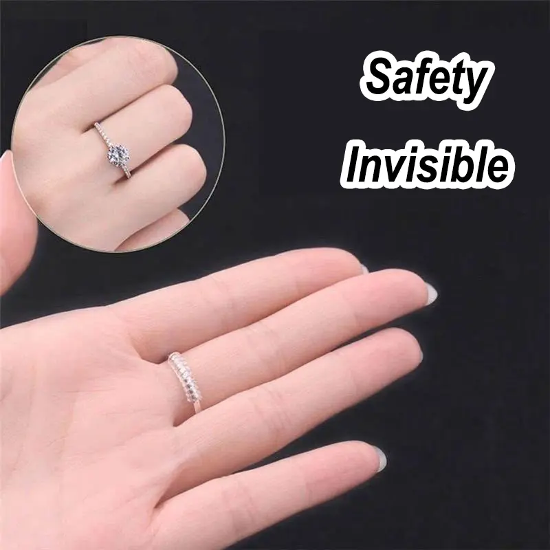 Spiral Based Ring Size Adjuster Transparent Ring Fixed Reducer Anti Lost Tightener Finger Ring Size Resizer Jewelry Guard