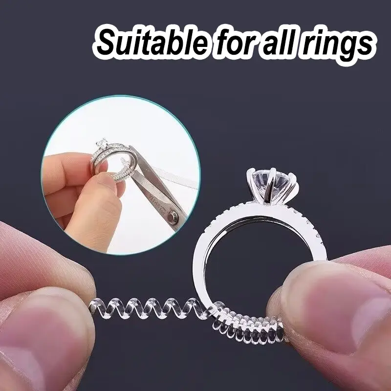 Spiral Based Ring Size Adjuster Transparent Ring Fixed Reducer Anti Lost Tightener Finger Ring Size Resizer Jewelry Guard