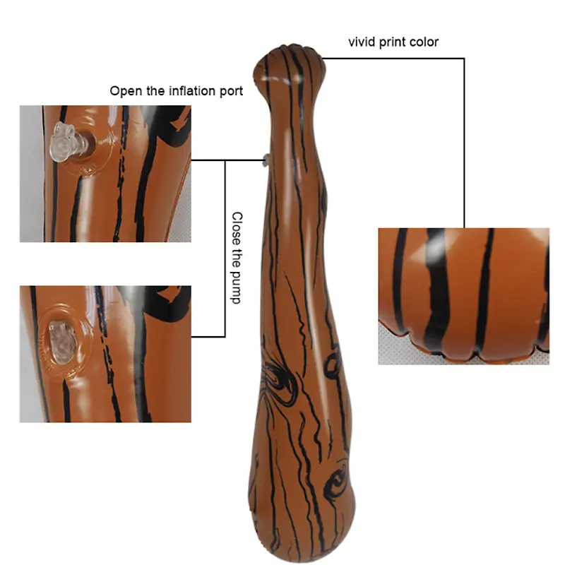 Simulated Wooden Inflatable Stick Thickened PVC Stage Performance Prop Inflatable Stick Wild Man Hammering Expelling Monster