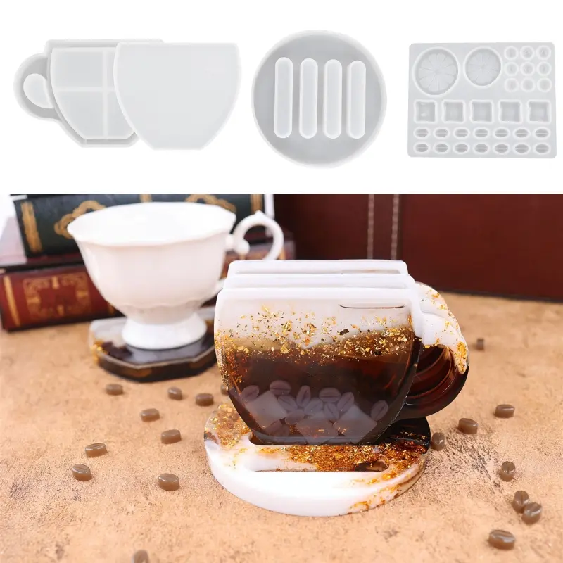 Diy Crystal Resin Drop Glue Quicksand Cup Coffee Coaster Summer Lemon Coaster Mirror Silicone Mold Storage Rack Mold