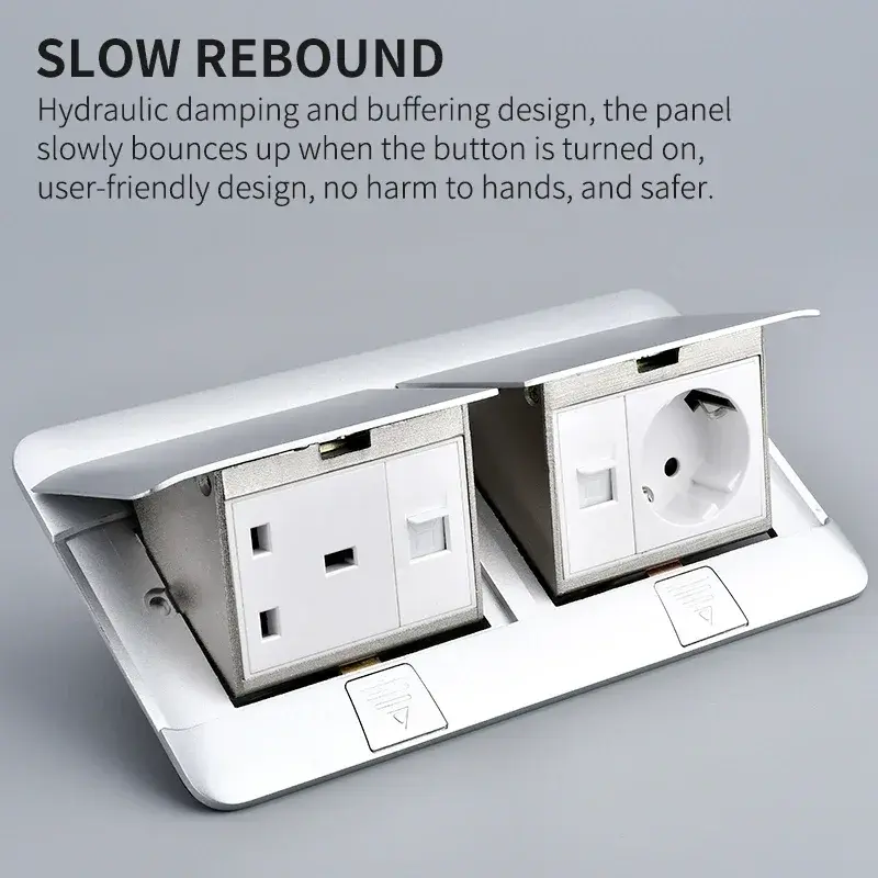 120mmx220mm Double-Row Embedded Slow Pop-Up Floor Outlets EU/US/UN/UK/RU/FR/Brazil Plug For Meeting Room Office Outlets