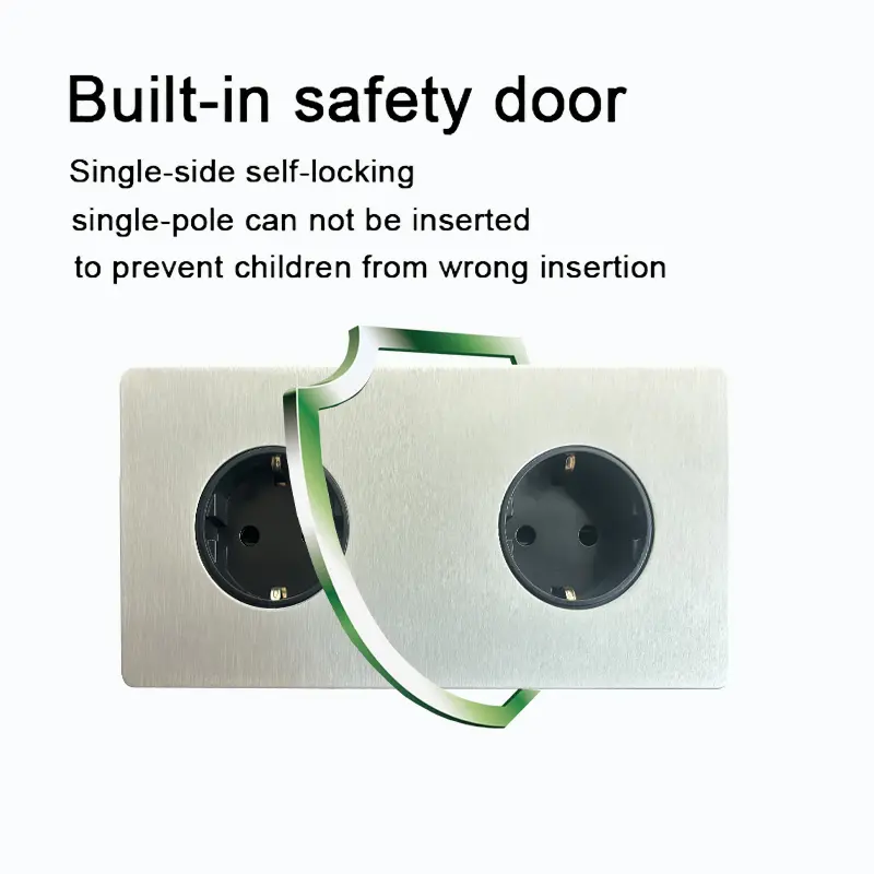 White/black stainless steel panel, EU double-wall power socket, French double-wall power socket, EU French plug wall plug