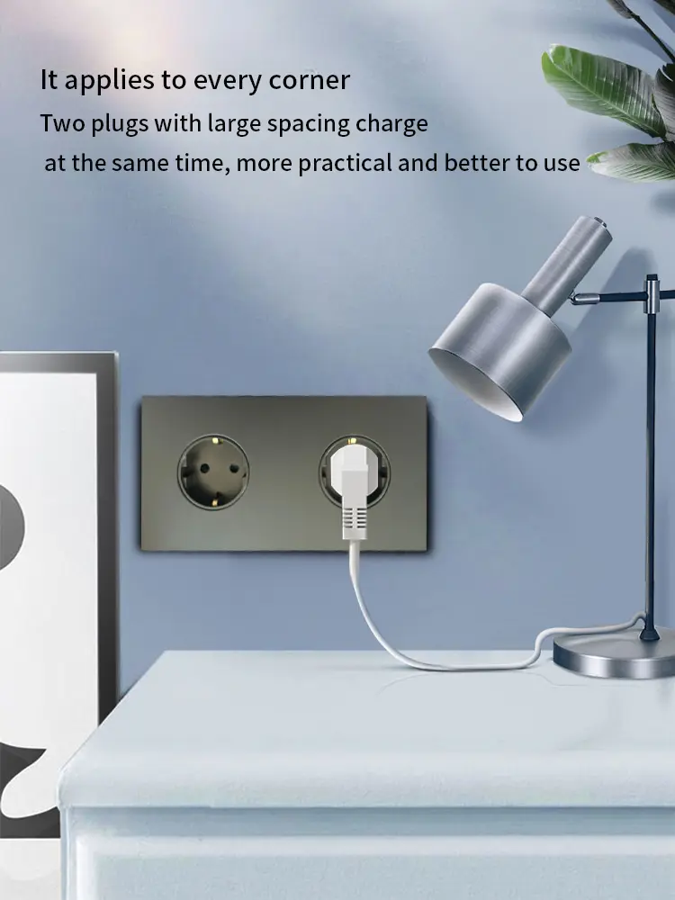 White/black stainless steel panel, EU double-wall power socket, French double-wall power socket, EU French plug wall plug
