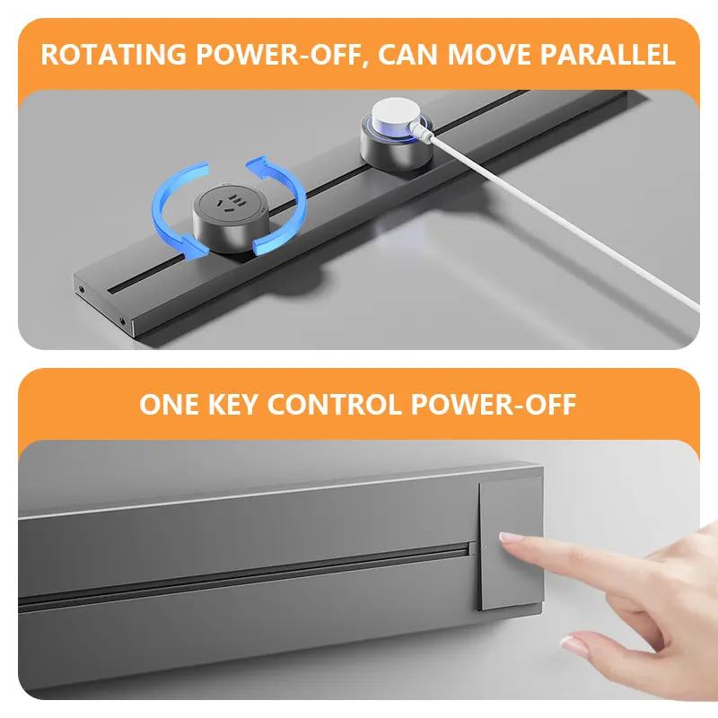 Track Socket with Switch Kitchen Wall Outlet EU US UK Universal Standard Round Romovable Adapter Plug Electrical Outlet with USB