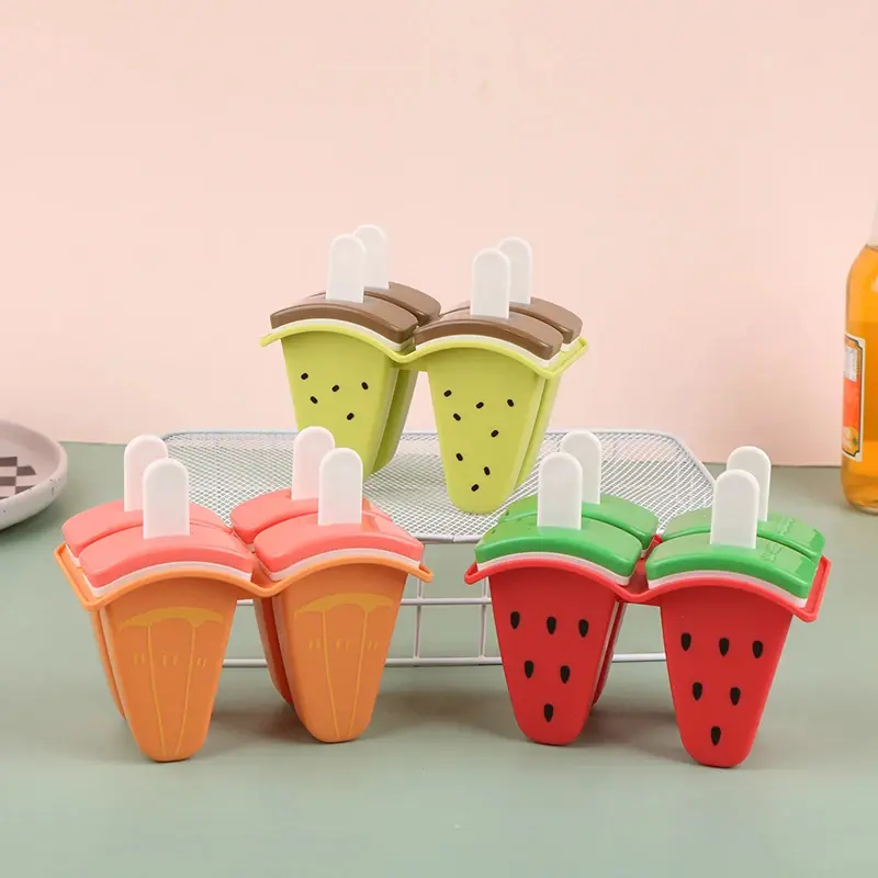 4/6 Grids Silicone Ice Cream Popsicle Mold With Cover Fruit Shape Mold for Home Creative DIY Kitchen Ice Cream Make Tools
