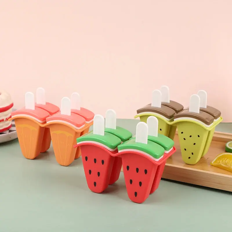 4/6 Grids Silicone Ice Cream Popsicle Mold With Cover Fruit Shape Mold for Home Creative DIY Kitchen Ice Cream Make Tools