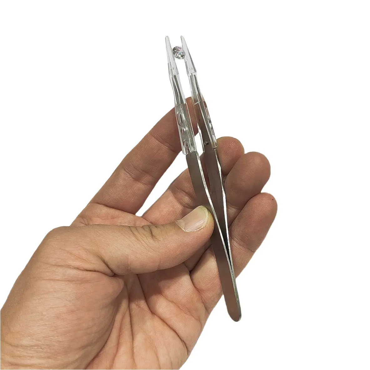 Achromatic Gemstone Tweezers Grooved Tip Diamond Crafting Making Pick Up Tool Jewellery Photograph Tools