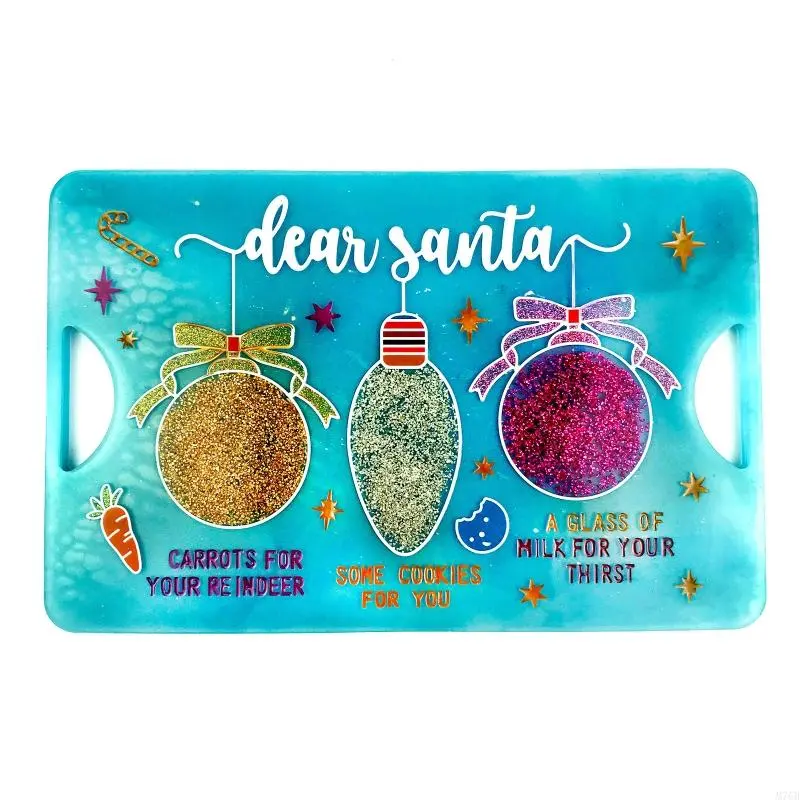M76B Resin Molds Rectangular Christmas Tray Mould Silicone Molds Glossy Molds for Making DIY Craft