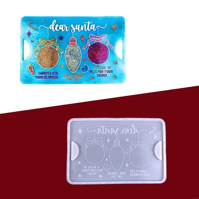 M76B Resin Molds Rectangular Christmas Tray Mould Silicone Molds Glossy Molds for Making DIY Craft