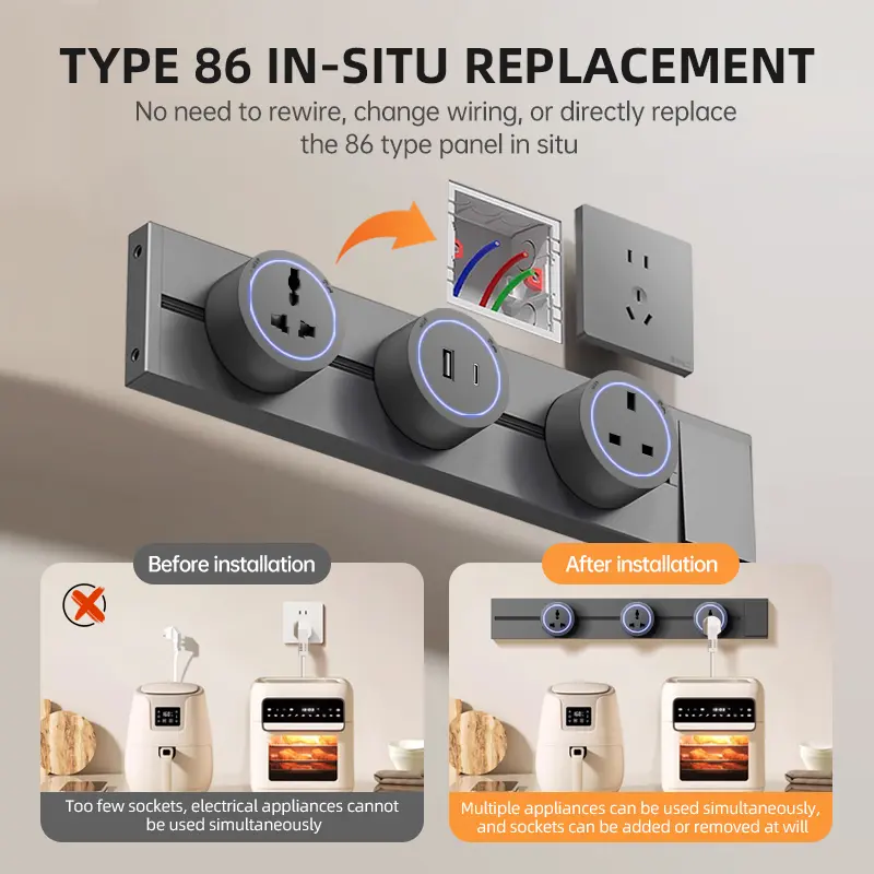 New Pattern Power Track Socket Home Appliances Pop Electric Plug Adapter UK US EU AU Standard High End Wall Socket With Switch