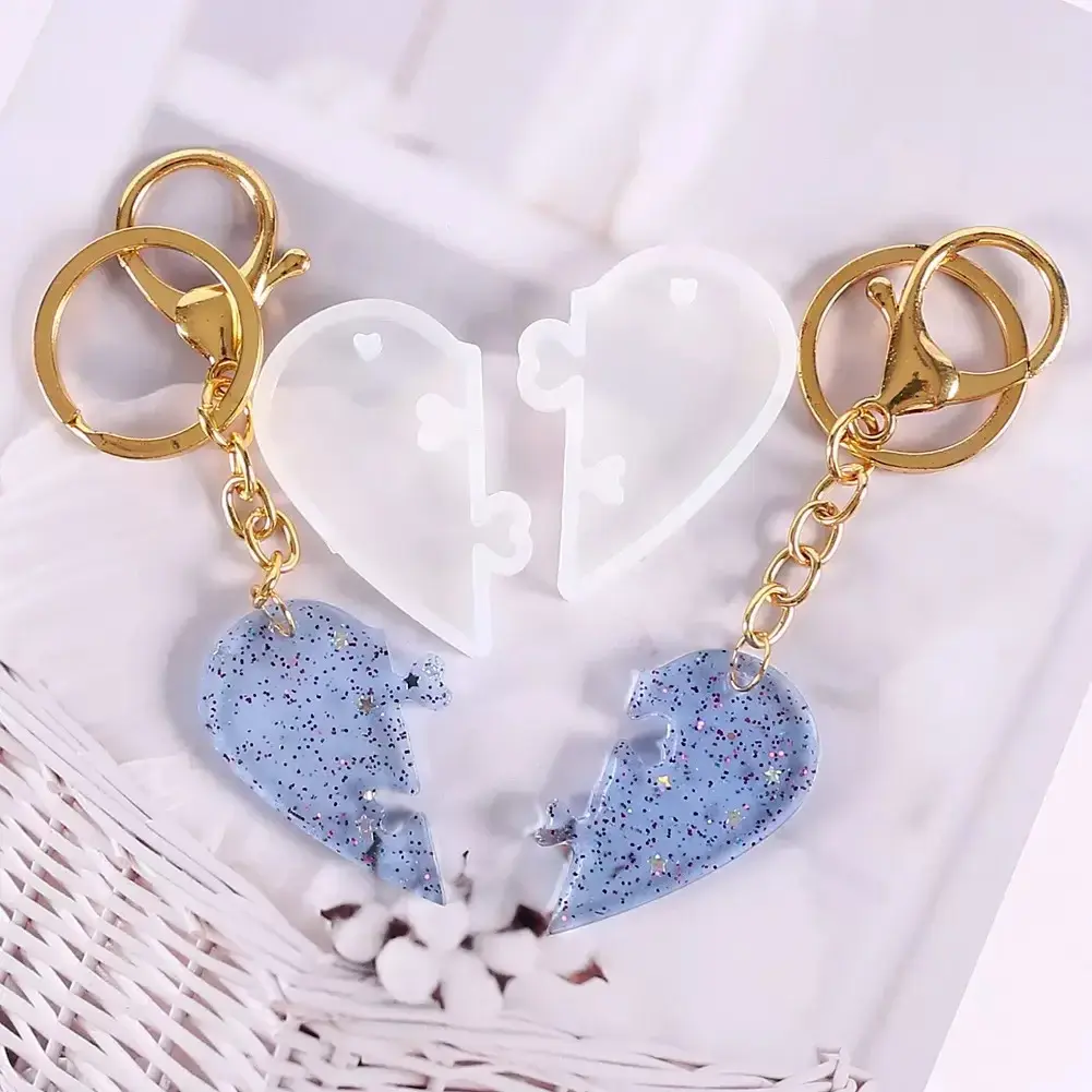 1 Set Heart locks for Lovers Pendant Liquid Silicone Mold Charms Pendant Molds for DIY Epoxy Resin Mould Jewelry Making Tools