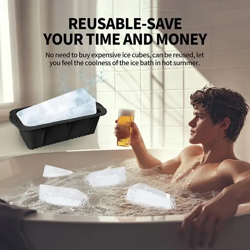 2/1PCS Ice Cube Mold Oversized Silicone Ice Crate Efficient Freezing Ice Bath Large Ice Cube Mold Ice Bucket Ice Block Mold