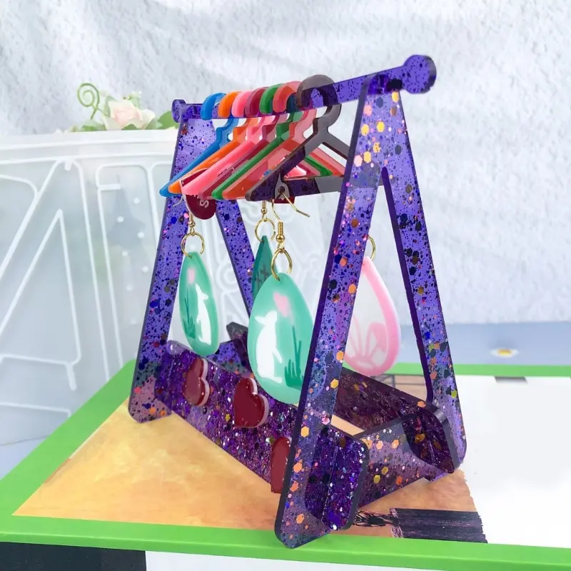 Crystal Droplet Glue Earrings Hanger Mould Earring Storage Rack Silicone Resin Mold Practical Jewelry Display Shelf Mold