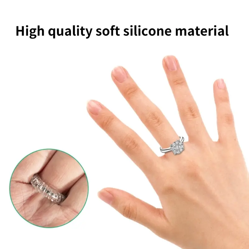 2Piece 2/3/5mm Ring Resizer Fit Almost Any Ring Clear Silicone Ring Sizer Invisible Tightener Transparent Resizer