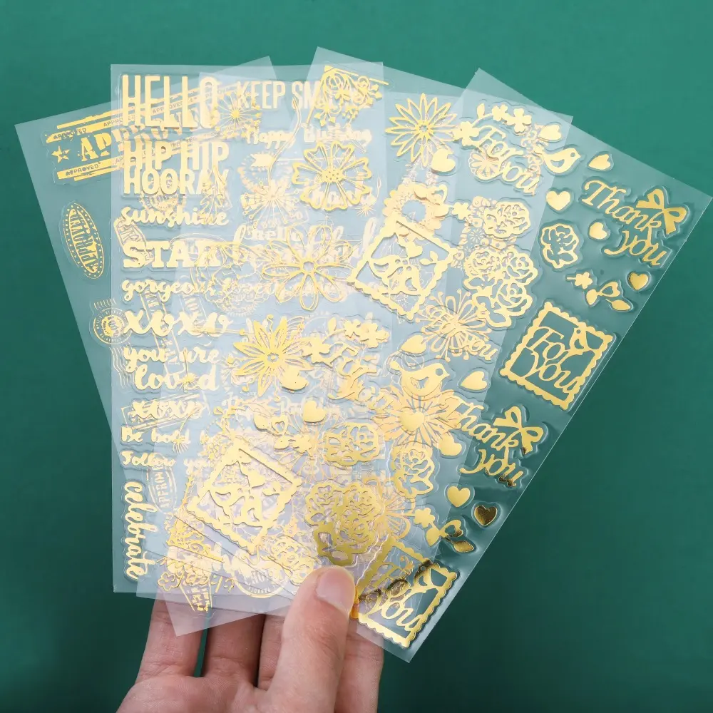 2Pcs/lot Fluorescent Sticker Epoxy Resin Fillings Gold Letters Flowers Leaves Stickers Resin Mold Decor for DIY Jewelry Tools