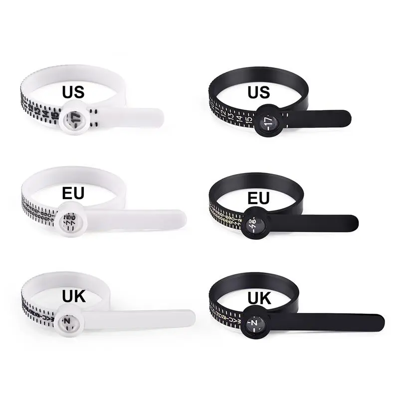 1pc Adjustable Ring Sizer with Magnifier US/UK/EU Size Chart Reusable Finger Measuring Tool for Accurate Ring Sizing Accessory ﻿