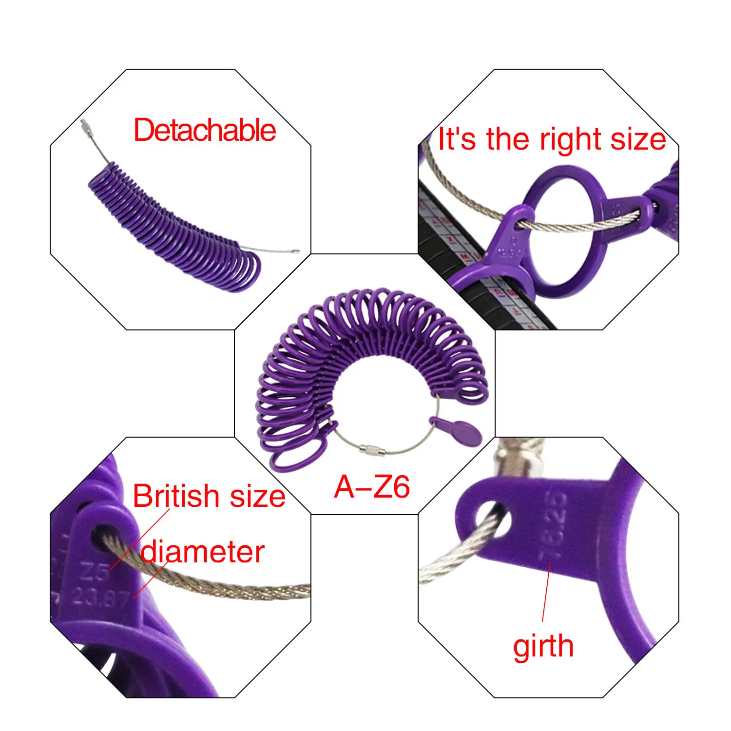 UK EU US Gauge Ring Sizer Set Finger Measurement Scales Kit Plastic Jewelry Tools for Measuring Ring Diameters