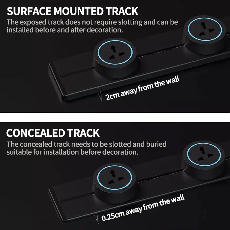 40cm 50cm Track Socket Home Appliances Pop Electric Plug Adapter EU Standard Wall Socket With Usb Embeded And Surface