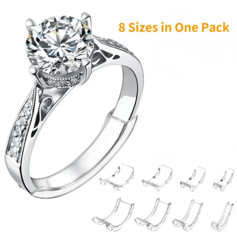 Upgrade 8pcs Ring Size Adjuster Transparent Inner Ring Size For Big Size Rings Invisible Ring Fixed Tightener Reducer Resizing