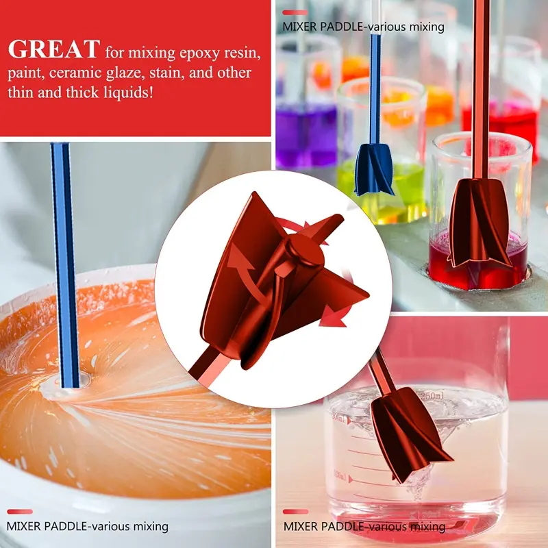 1/4Pcs Epoxy Resin Mixer Tool Electric Resin Mixer Attachment Tumbler Epoxy Mixer for Mold Making Drill Stirring Tool R3MC