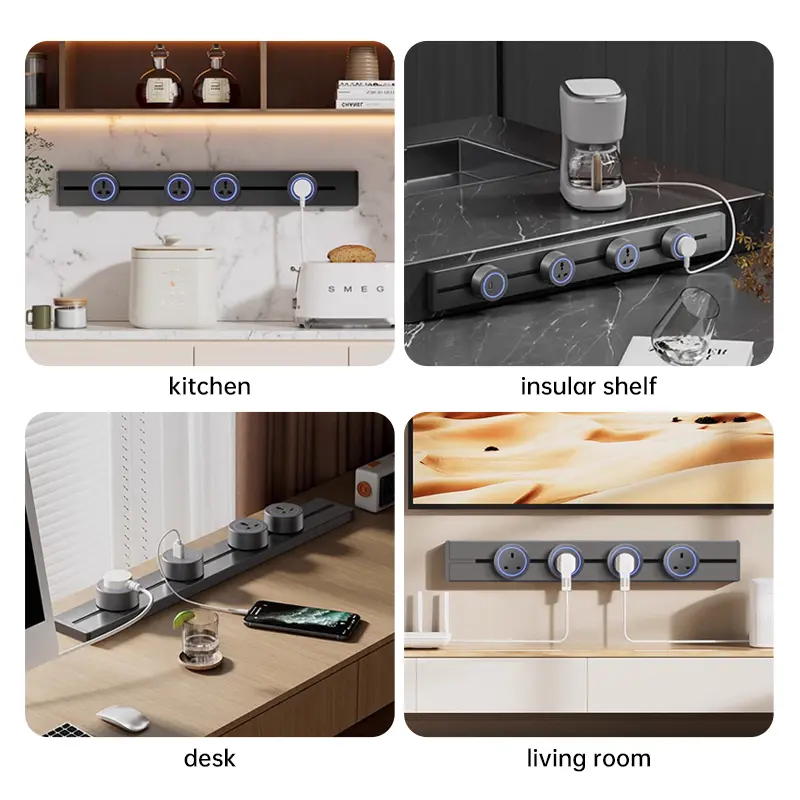 30/40/50cm Track Socket Wall Power Rail Movable Adapter Plug Sockets High End Home Appliance Power 8000W EU US UK Standard USB