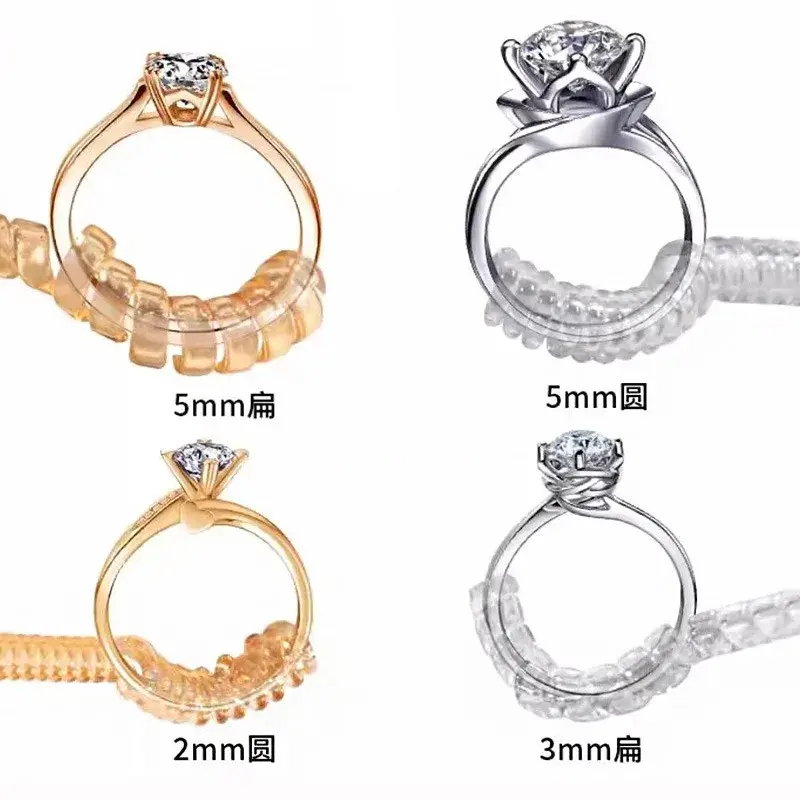 1-4pcs Ring Size Reducer Tools Spiral Spring Based Rings Adjust Invisible Transparent Tightener Resizing Jewelry Guard Rings