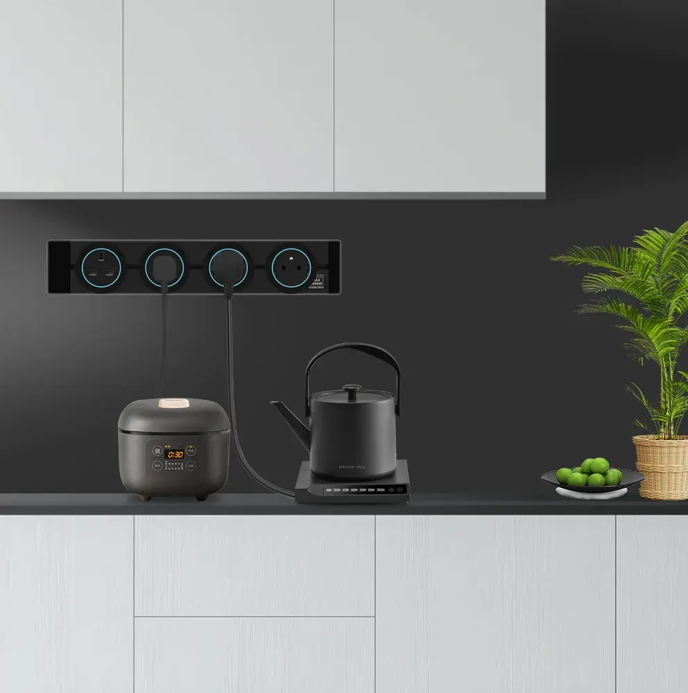 Wall Power Track Socket EU UK FR Korea Standard Home Kitchen Bathroom Office Wall Electric Sockets Plugs Adapters White Black