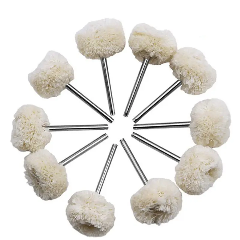 10PCS Polishing Wheels Wool/Cotton/Cloth Buffing Pad Jewelry Abrasive Brush Dremel Accessories For Rotary Tools