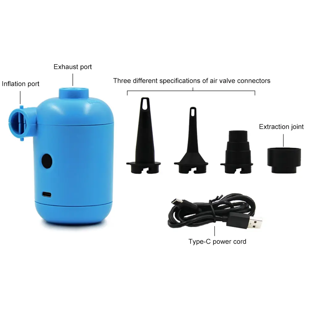 Outdoor Mini Air Pump with Connectors Power Cord DC 5V USB Charging Air Compressor for Mattress Mat Pillow Swimming Ring