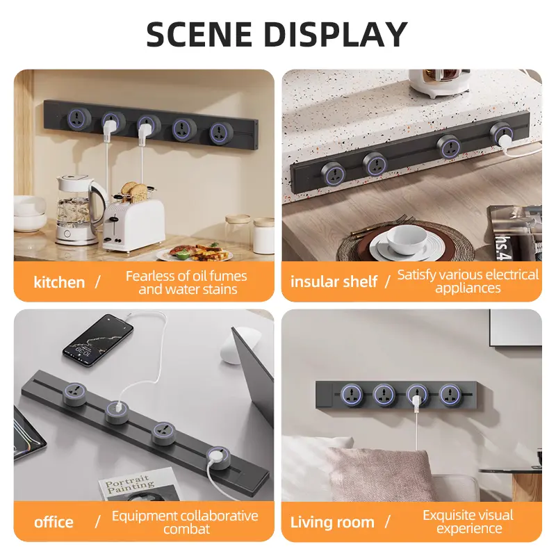 Multi Plug Track Socket Wall Power Rail Movable Sockets High End Home Appliance Power 8000W EU US UK Standard Universal With USB