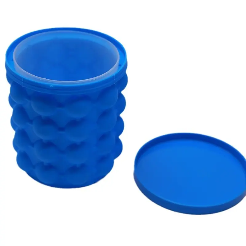 Ice Cube Mold Ice Tray Large Silicone Ice Bucket With Lid Ice Cube Maker Circular Portable Dark Blue Suitable For Summer