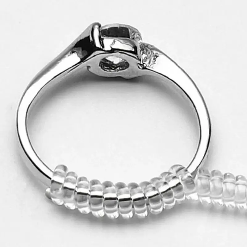 5PCS Adjustable Invisible Ring Size Reducer Tools Spiral Spring Based Rings Transparent Tightener Resizing Tools Jewelry Guard