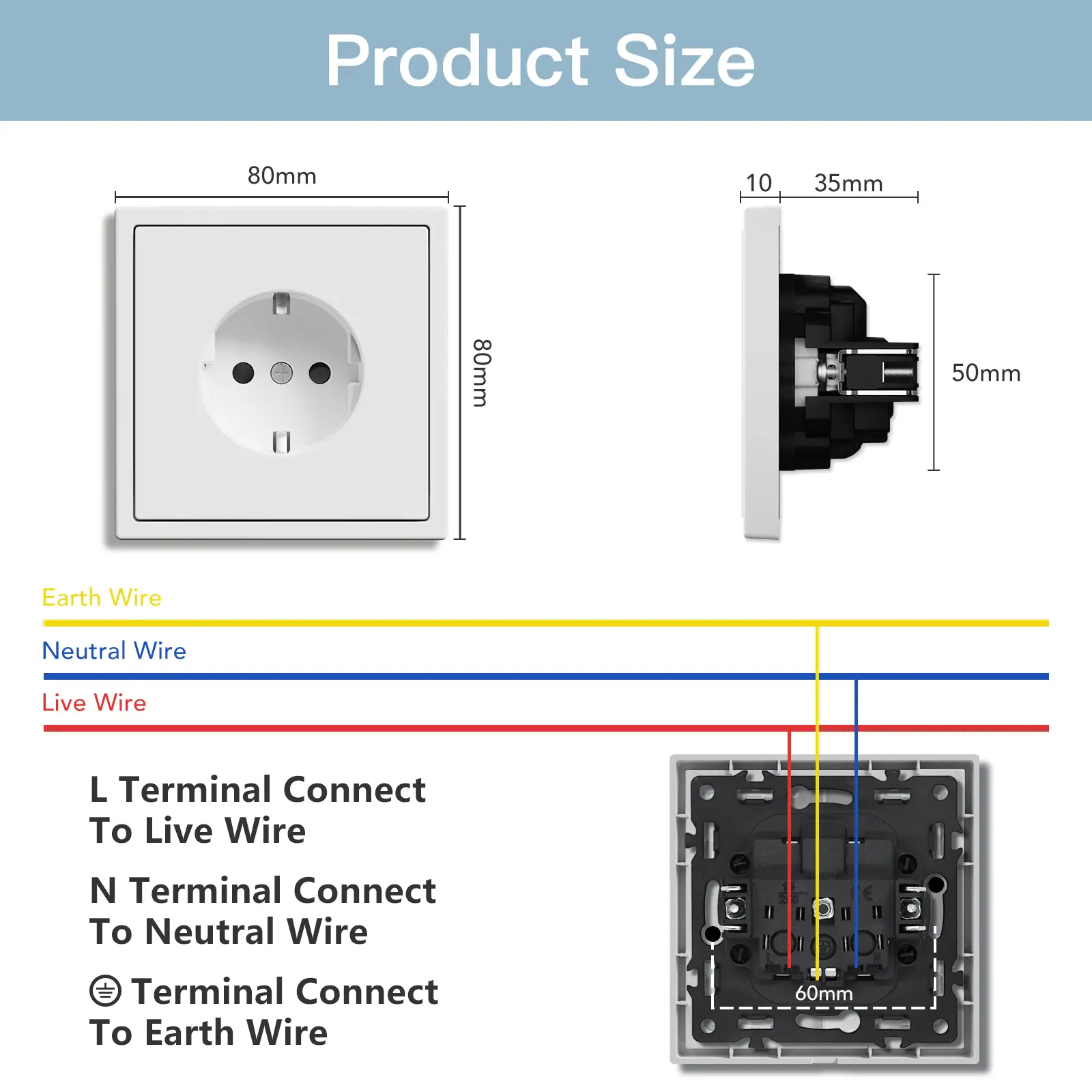 BSEED E Series 10 Value Pack Single Wall Power Socket Electrical Outlets Bulk Set White Black Plastic Frame Wall Plugs for Home