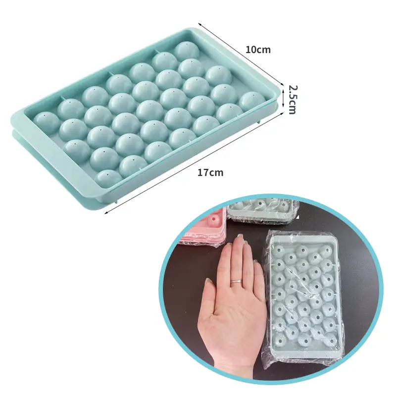 66/33 Ice Ball Mold - Whiskey Cocktail Round Ice Cube Maker with Lid, Perfect Hockey Ball Shape, BPA Free Mini Tray Kitchen Tool